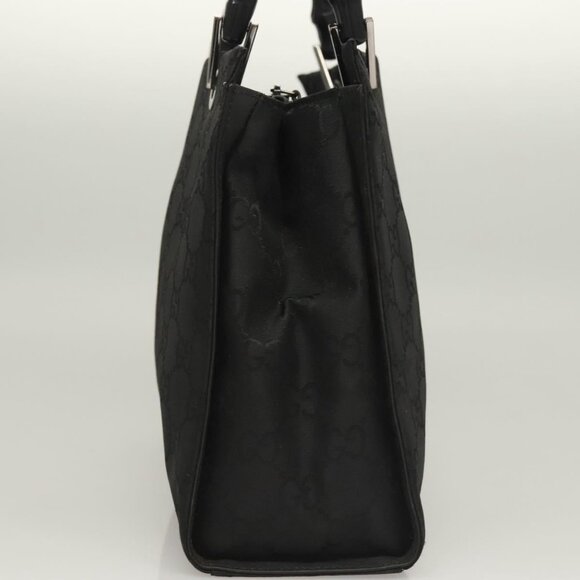 GUCCI GG Canvas Bamboo Hand Bag Nylon Black Silver Auth - Picture 4 of 16